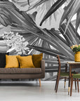 Papier Peint Design - Feuillage Tropical Argenté