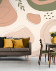 Papier Peint Minimaliste - Terracotta Et Vert