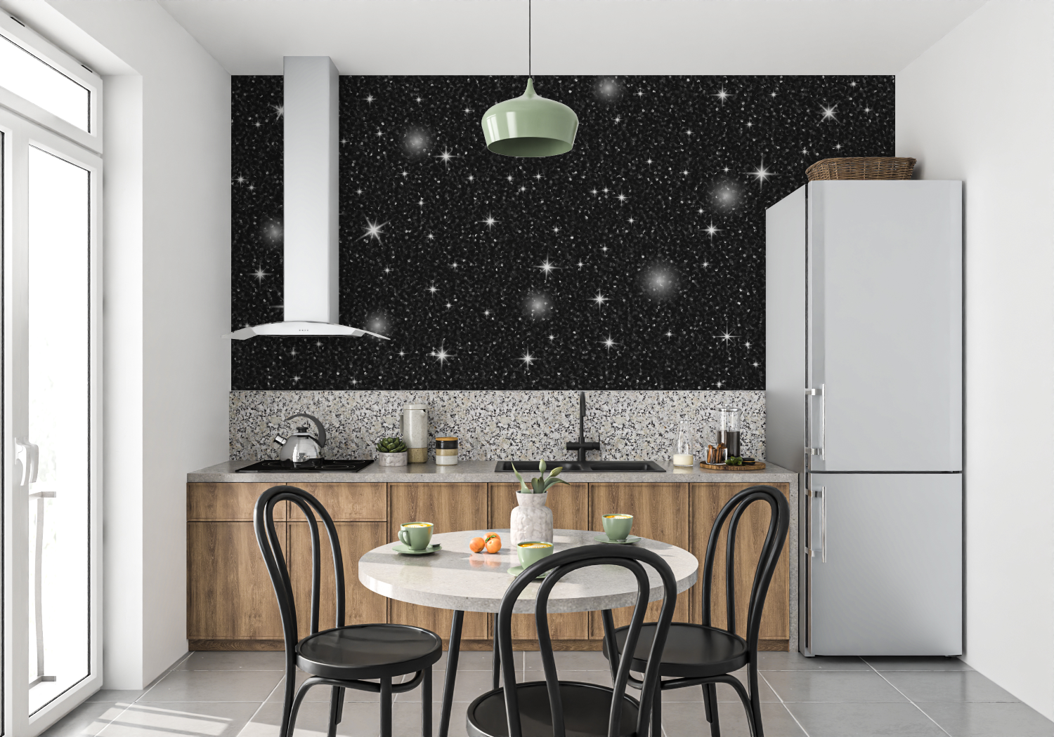 Black and White Wallpaper - Night Starbursts