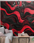 Papier Peint Art & Déco - Vagues de Magma Rouge et Noir