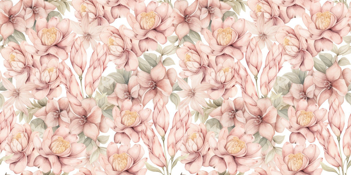Papier peint fleuri - pivoines roses aquarelle