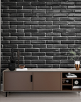 Stone Wallpaper - Matte Black Brick Wall