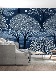 Forest Wallpaper – Stylized Trees in Blue