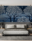 Forest Wallpaper – Stylized Trees in Blue