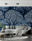 Forest Wallpaper – Stylized Trees in Blue