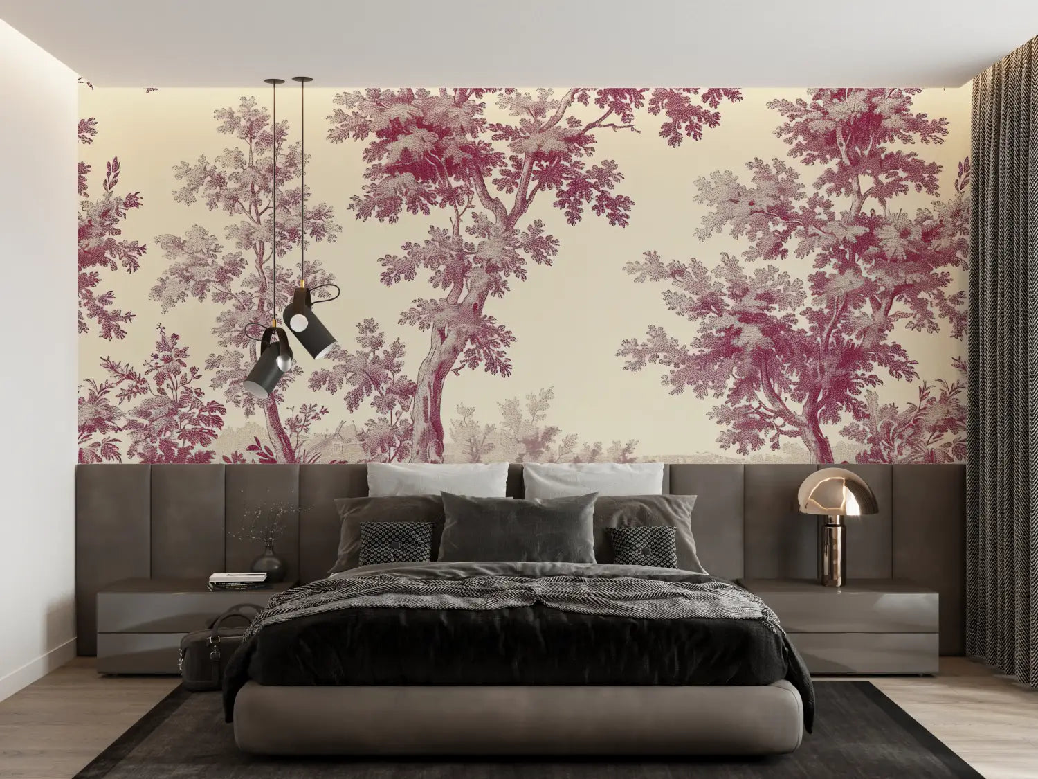 Vintage Wallpaper – Toile de Jouy Rose