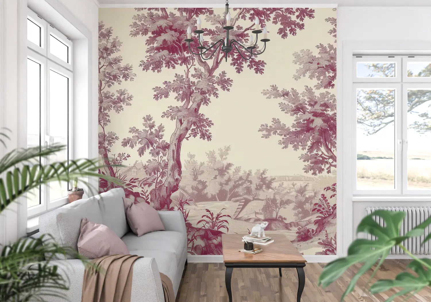 Vintage Wallpaper – Toile de Jouy Rose