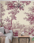 Papier Peint Vintage – Toile de Jouy Rose