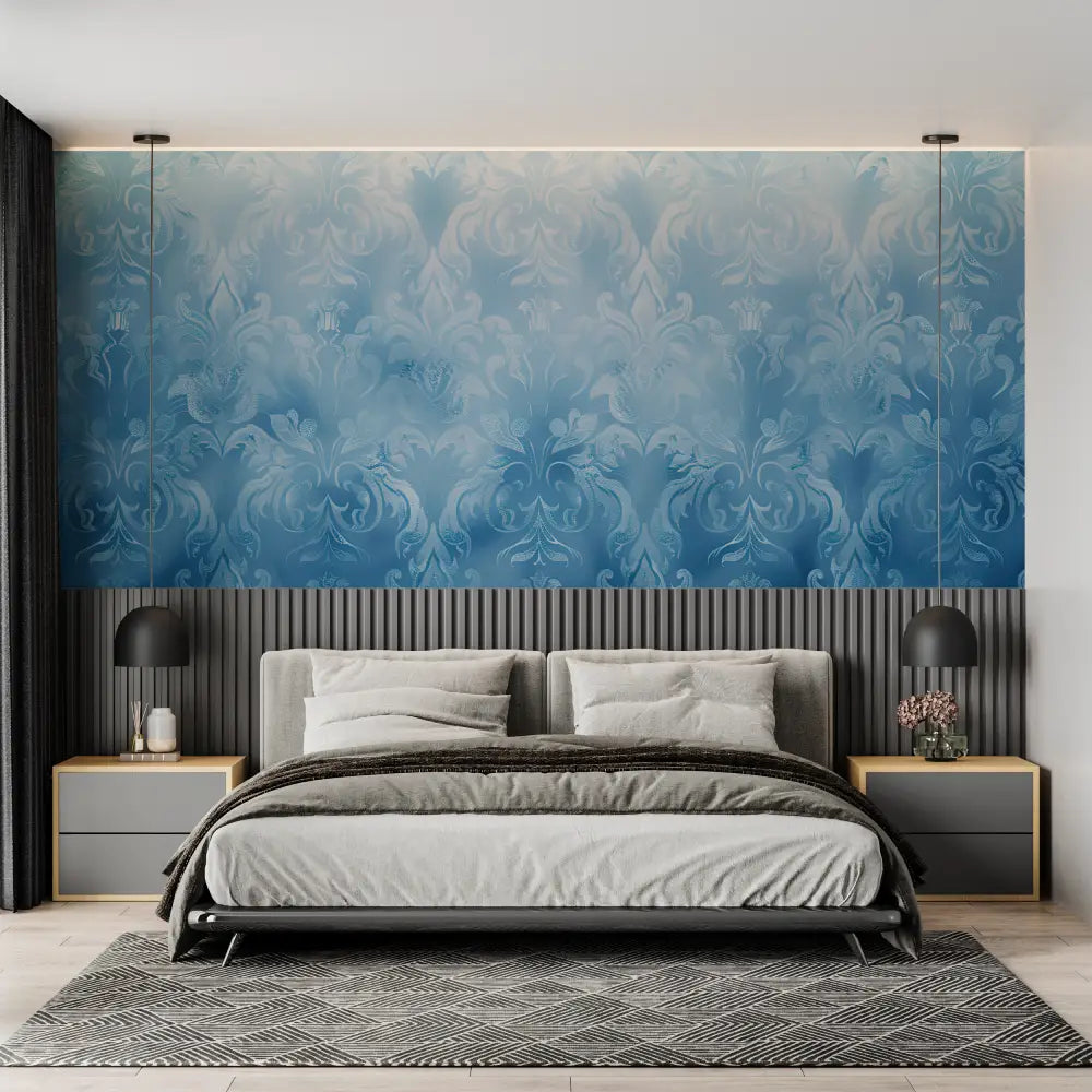 Retro Wallpaper - Soft Blue Baroque Pattern