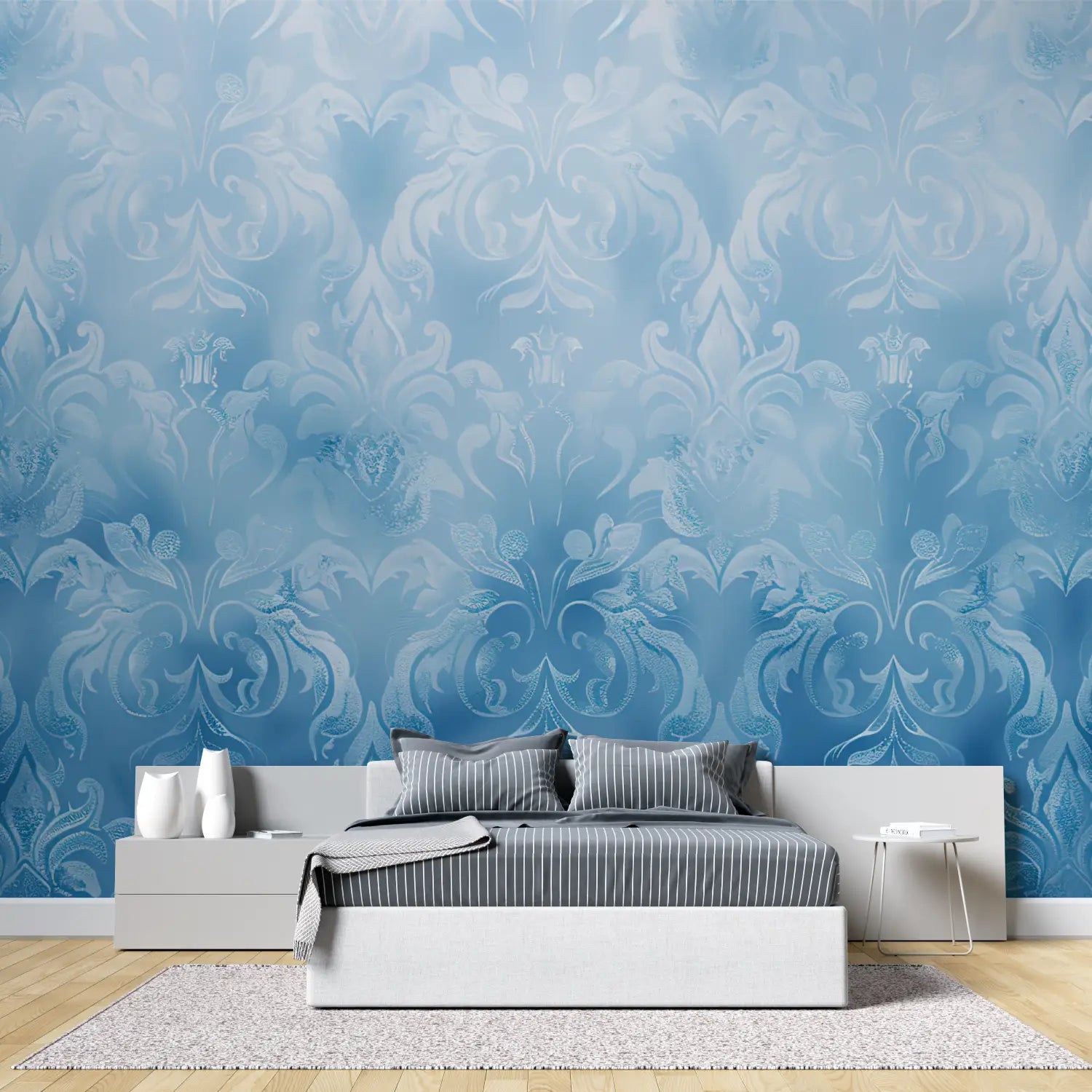 Retro Wallpaper - Soft Blue Baroque Pattern