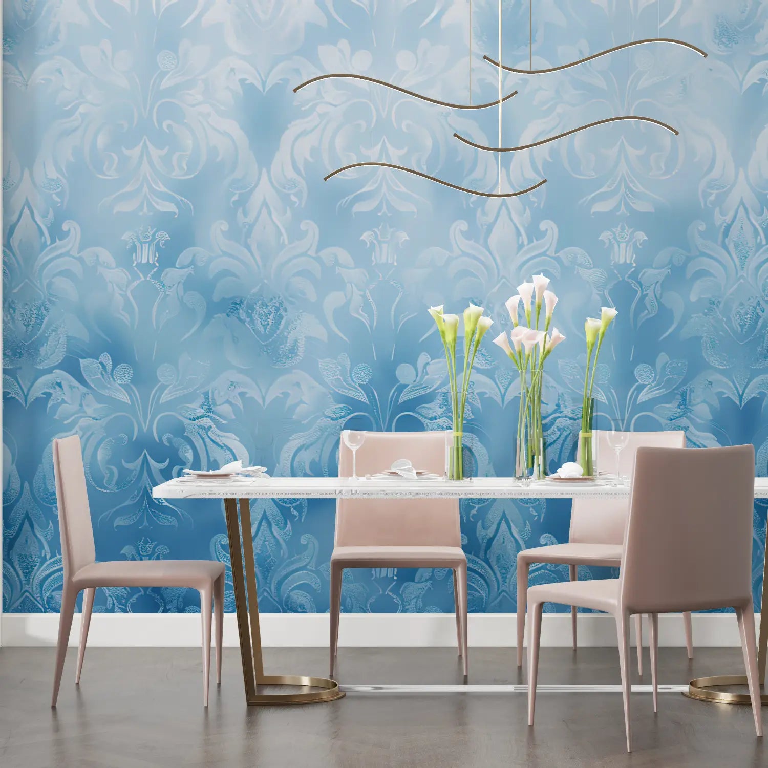 Retro Wallpaper - Soft Blue Baroque Pattern