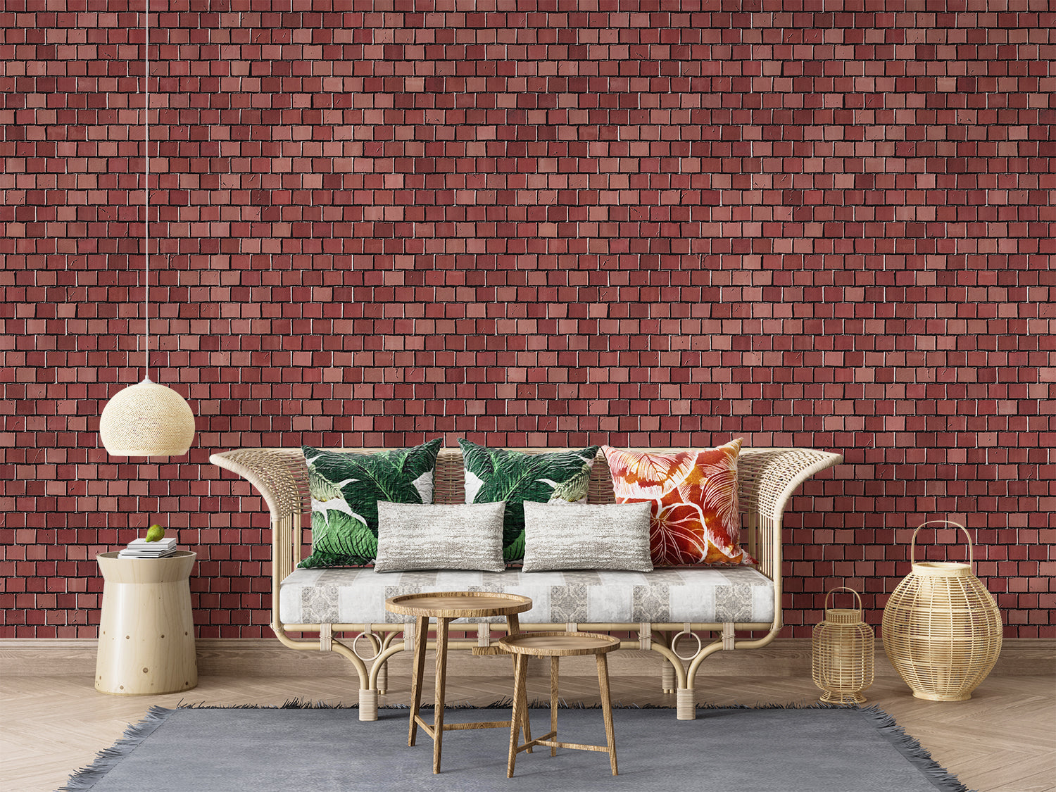 Papier Peint Pierre - Mur de Briques Rouge Bordeaux
