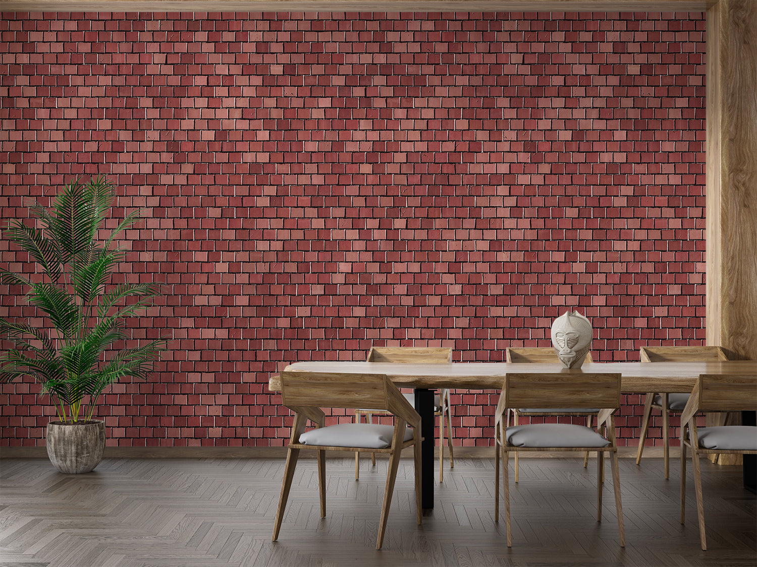 Papier Peint Pierre - Mur de Briques Rouge Bordeaux