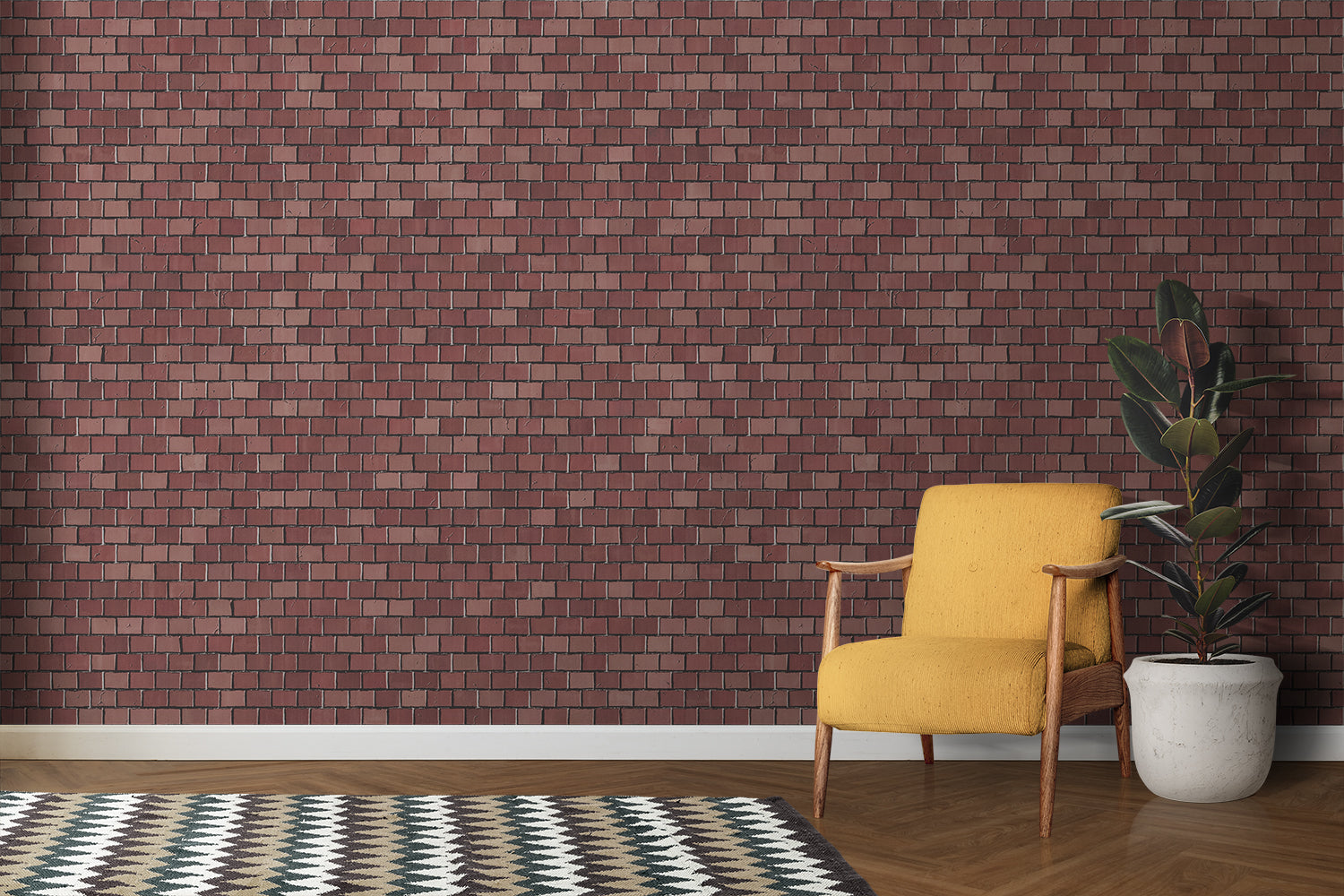 Papier Peint Pierre - Mur de Briques Rouge Bordeaux