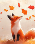 Papier peint animaux - renard roux sous les feuilles d'automne