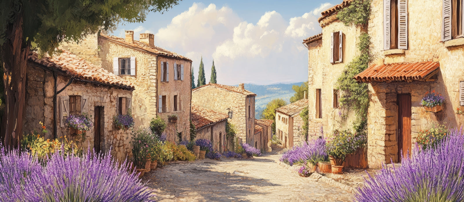 Papier peint campagne - ruelle provençale