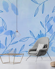 Papier Peint Design - Feuillage Bleu