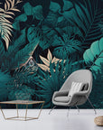 Papier Peint Feuillage - Jungle Sombre et Élégante