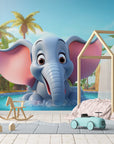 Papier Peint Enfant - Bébé Éléphant Dans L’eau