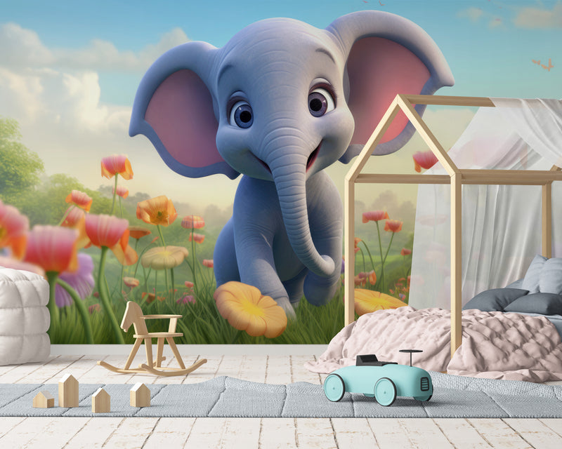 Papier Peint Enfant - Adorable Petit Éléphant