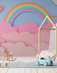 Papier Peint Enfant - Arc-En-Ciel Et Nuages Doux