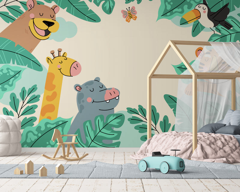 Papier Peint Enfant - Animaux Sauvage