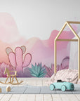 Papier Peint Enfant - Cactus Pastel Et Papillons