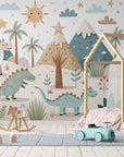 Papier Peint Enfant - Forêt Et Dinosaures