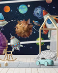Papier Peint Enfant - Fusée Et Navette Spatiale