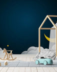 Papier Peint Enfant - Nuages Lune Et Étoiles