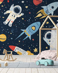 Papier Peint Enfant - Astronautes Et Fusée