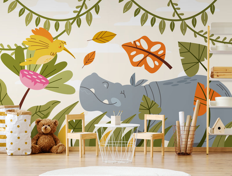 Papier Peint Enfant - Hippopotame