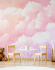 Papier Peint Enfant - Nuages Roses Nordiques