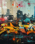 Papier peint graffiti - lettrages urbains et gratte-ciels