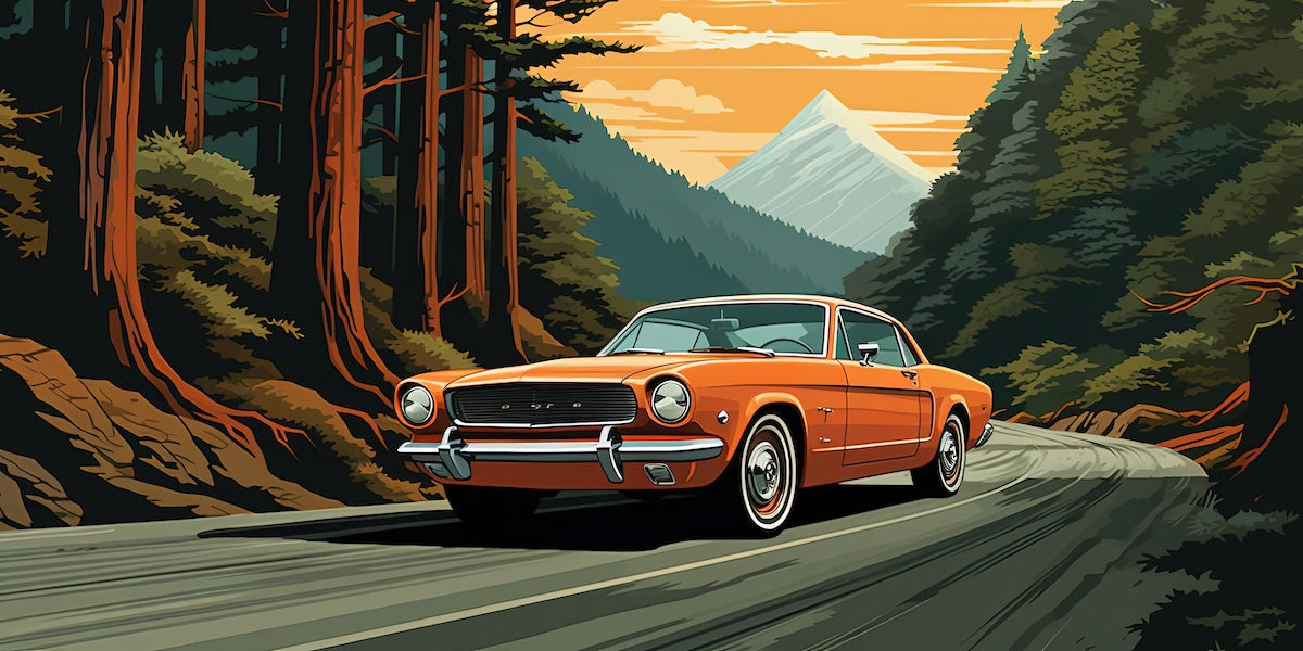 Papier peint voitures - voiture de sport sur route forestière
