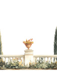 Papier peint campagne - balustrade et cyprès méditerranéens