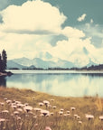Landscape wallpaper – Mountain lake with soft reflections