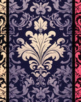 Papier peint baroque - damas classique rose, bleu et noir