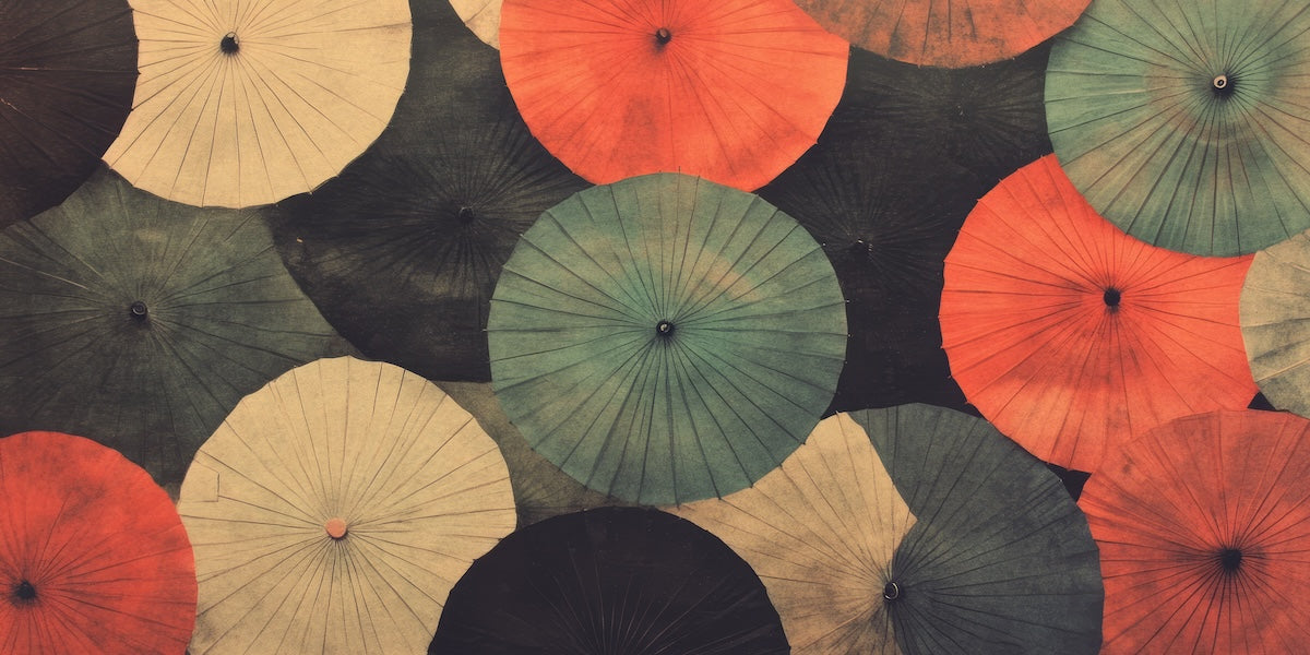 Papier peint nature - motifs d'ombrelles japonaises d'antan