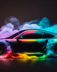 Papier peint voitures - voiture de sport aux reflets néon