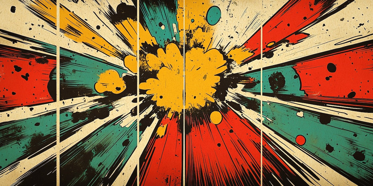 Papier peint pop art - explosion rétro style bande dessinée