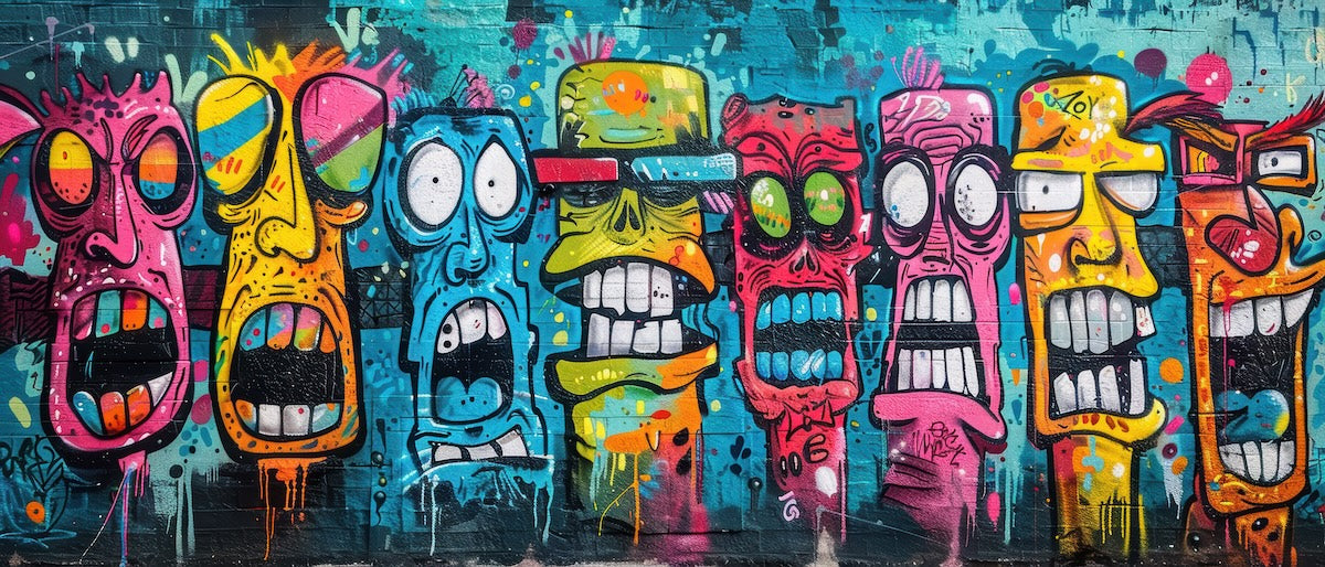 Papier peint pop art - personnages amusants multicolores
