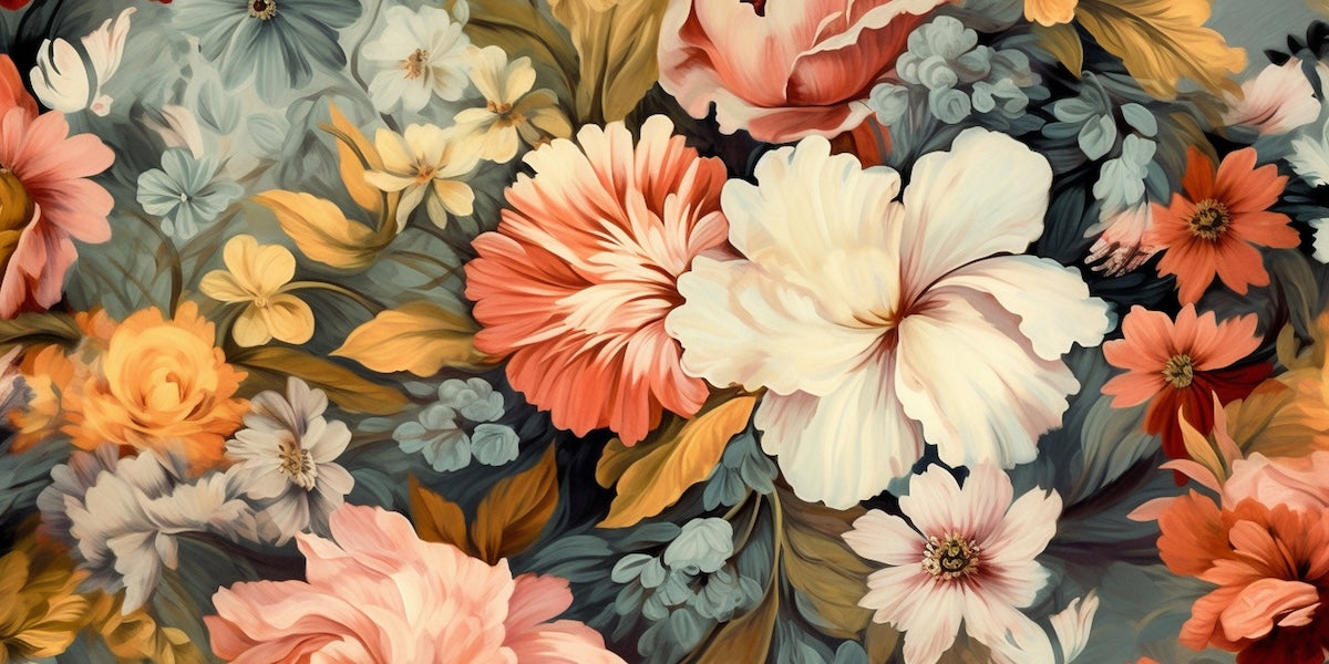 Papier peint fleuri - pivoines d'antan colorées