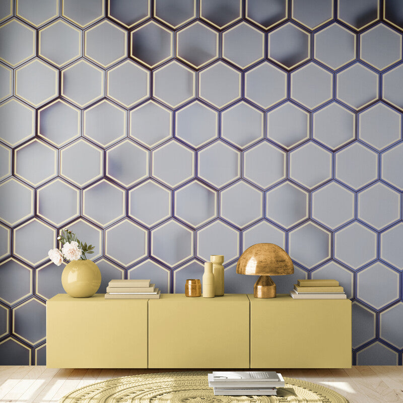 Geometric Wallpaper - Modern Metallic Hexagons