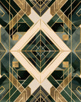 Papier Peint Art & Déco - Géométrique Gris Doré Et Vert