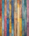 Papier Peint Imitation - Planches De Bois Multicolore