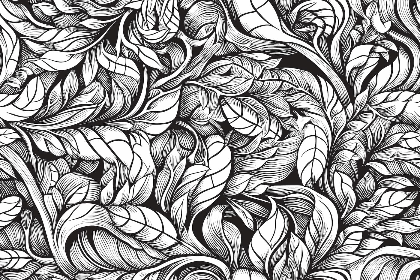 Foliage Wallpaper - Elegant Black and White Foliage