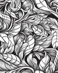 Papier Peint Feuillage - Noir Et Blanc