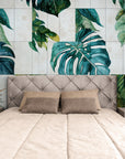 Papier Peint Exotique - Géométrique Plantes Tropicales Et Marbre