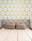 Papier Peint Géométrique - Hexagone Or